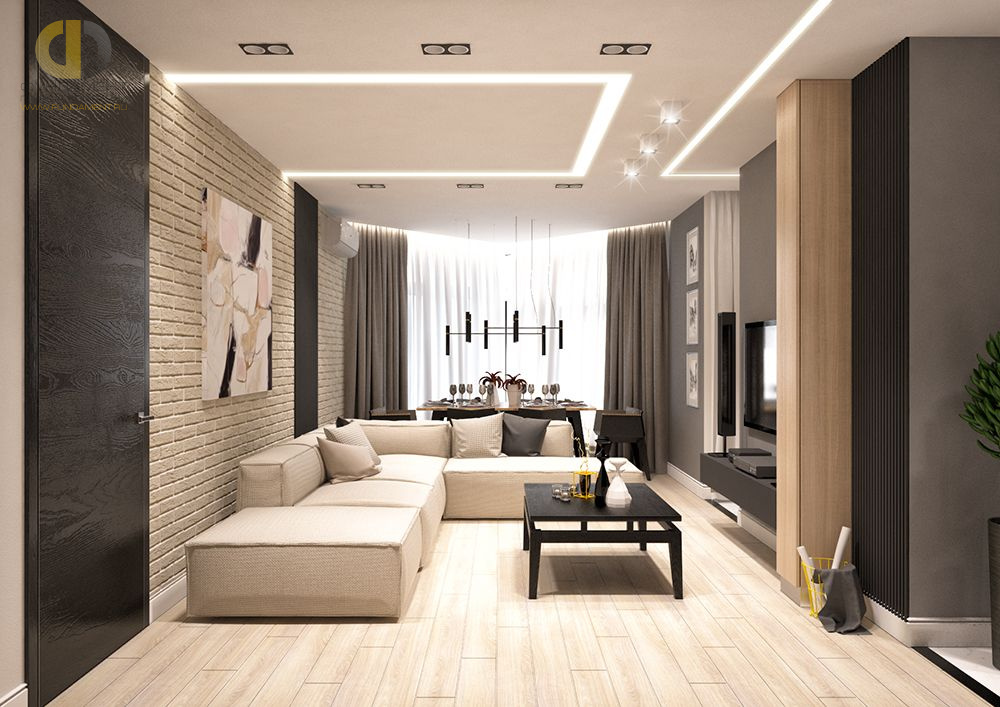 Дизайн интерьера трёхкомнатной квартиры 106 кв.м в стиле хай-тек -  портфолио ГК «Фундамент»
