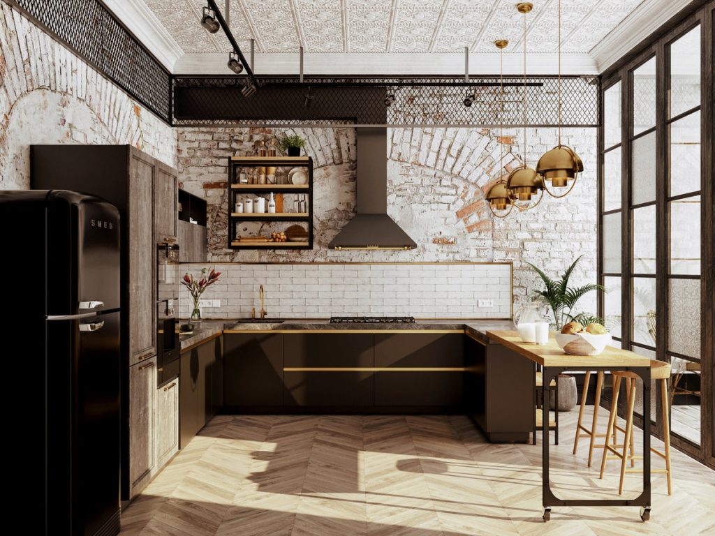 Кухня Loft в индустриальном стиле с барной стойкой | КухниСпаркс ⭐