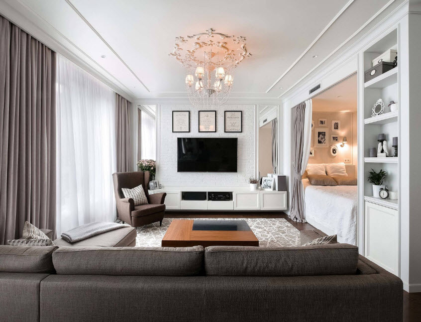 Дизайн гостиной-спальни: 100 фото идей, особенности планировки