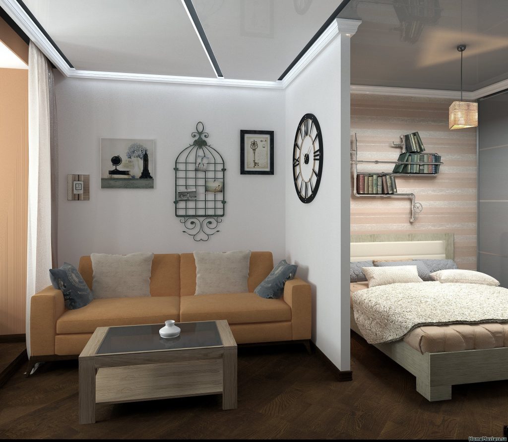 Дизайн комнаты спальня гостиная - 55 фото