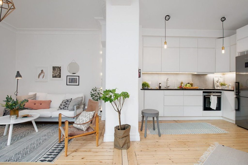 Скандинавский стиль в интерьере квартиры студии (64 фото)