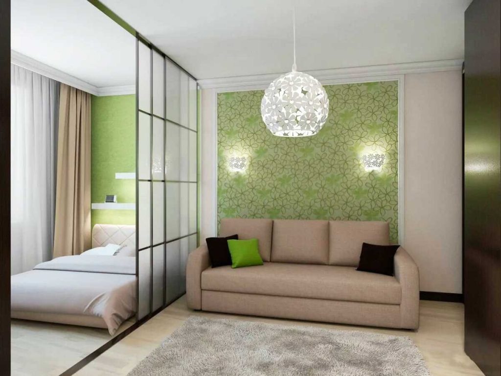 Дизайн гостиной-спальни: интерьера фото, комната в хрущевке, две маленьких,  12кв. м и идеи, место для стен