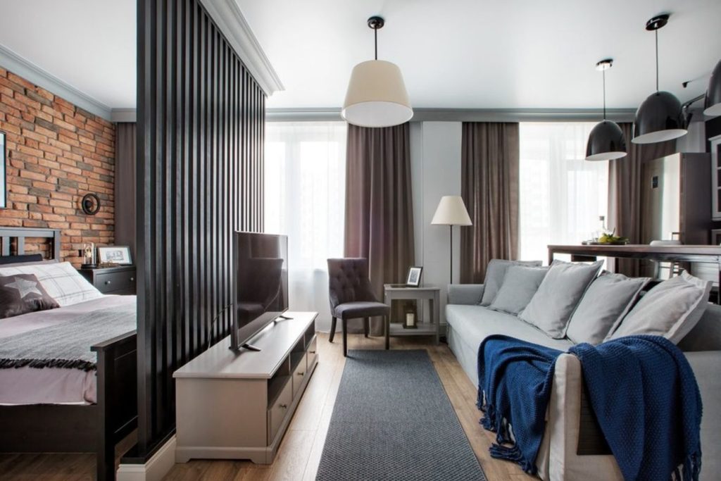 Спальня в однокомнатной квартире: как отделить место, примеры дизайна с фото