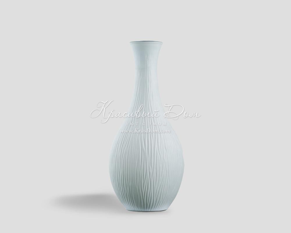 Ваза - dbn/1101. Вытянутая ваза из белого стекла с рифленой поверхностью от  фабрики Dialma Brown